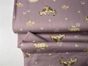 Poplin - søde ponyer på lavendel bund